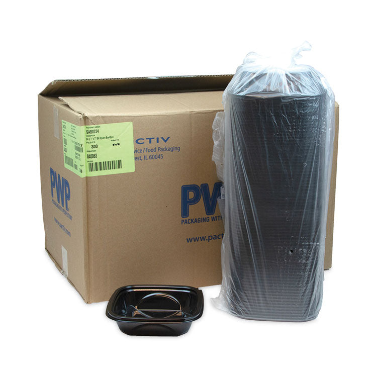 Pactiv Evergreen EarthChoice Square Recycled Bowl, 24 oz, 7 x 7 x 1.52, Black, Plastic, 300/Carton (PCTSAB0724) Case of 300
