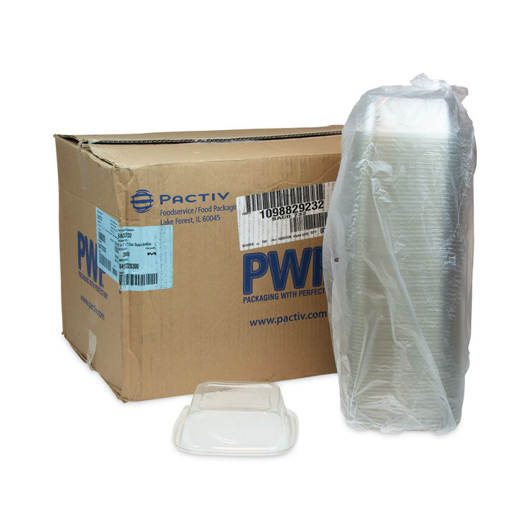 Pactiv Evergreen EarthChoice Square Recycled Bowl, 32 oz, 7 x 7 x 2, Clear, Plastic, 300/Carton (PCTSAC0732) Case Of 300