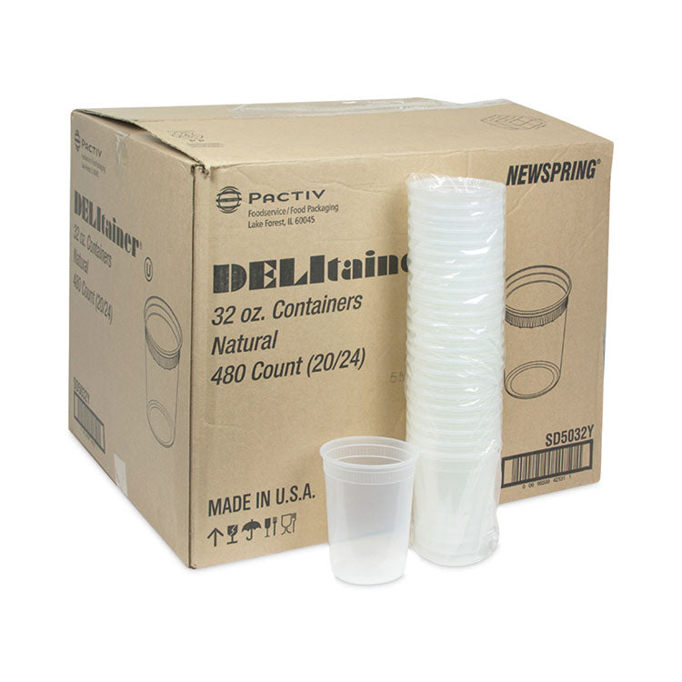 Pactiv Evergreen Newspring DELItainer Microwavable Container, 32 oz, 4.55 x 4.55 x 5.55, Natural, Plastic, 480/Carton (PCTSD5032Y) Case of 480