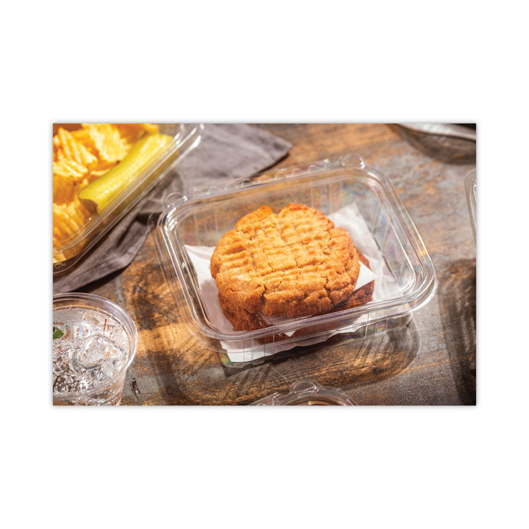 Pactiv Evergreen EarthChoice Tamper Evident Recycled Hinged Lid Deli Container, 16 oz, 5.38 x 4.5 x 2.63, Clear, Plastic, 304/Carton (PCTTEHL5X416) Case of 304
