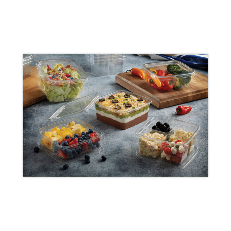 Pactiv Evergreen EarthChoice Square Recycled Bowl,4-Compartment, 32 oz, 6.13 x 6.13 x 2.61, Clear, Plastic, 360/Carton (PCTY6S324C) Case of 360