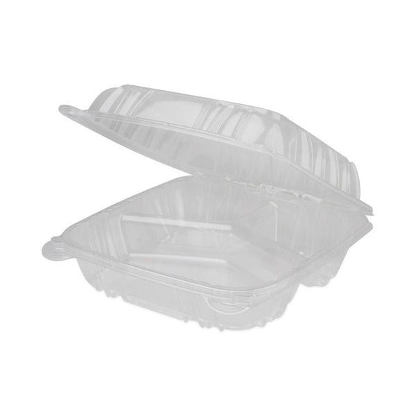 Pactiv Evergreen SENSATION SmartLock Hinged Lid Container, 3-Compartment, 8.24 x 8.34 x 3.05, Clear, Plastic, 200/Carton (PCTYCI821230000) Case of 200