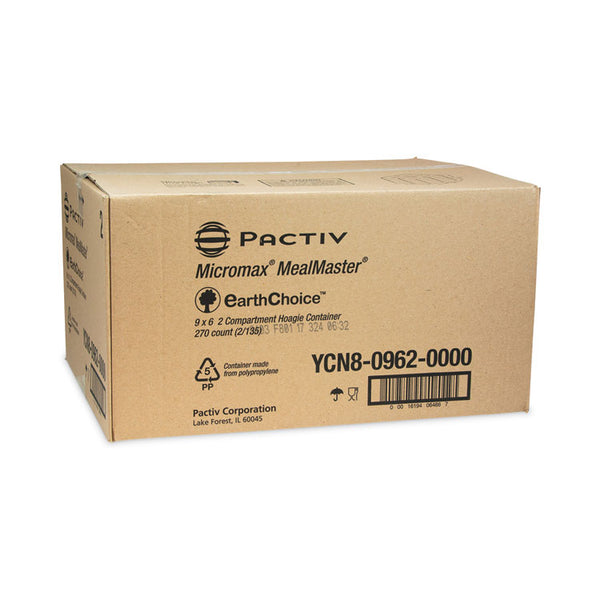 Pactiv Evergreen EarthChoice SmartLock Microwavable MFPP Hinged Lid Container, 2-Compartment, 9 x 6 x 3, White, Plastic, 270/Carton (PCTYCN809620000) Case of 270
