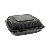 Pactiv Evergreen EarthChoice SmartLock Microwavable MFPP Hinged Lid Container, 3-Compartment, 9.33 x 8.88 x 3.1, Black, Plastic, 120/Carton (PCTYCNB09030000) Case of 120