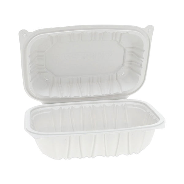 Pactiv Evergreen EarthChoice Vented Microwavable MFPP Hinged Lid Container, 9 x 6 x 3.1, White, Plastic, 170/Carton (PCTYCNW0205) Case of 170