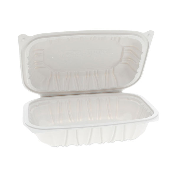 Pactiv Evergreen EarthChoice Vented Microwavable MFPP Hinged Lid Container, 9 x 6 x 2.75, White, Plastic, 170/Carton (PCTYCNW0207) Case of 170