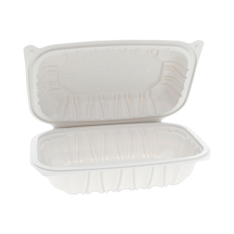 Pactiv Evergreen EarthChoice Vented Microwavable MFPP Hinged Lid Container, 9 x 6 x 2.75, White, Plastic, 170/Carton (PCTYCNW0207) Case of 170