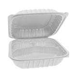Pactiv Evergreen EarthChoice Vented Microwavable MFPP Hinged Lid Container, 3-Compartment, 8.5 x 8.5 x 3.1, White, Plastic, 146/Carton (PCTYCNW0853) Case of 146