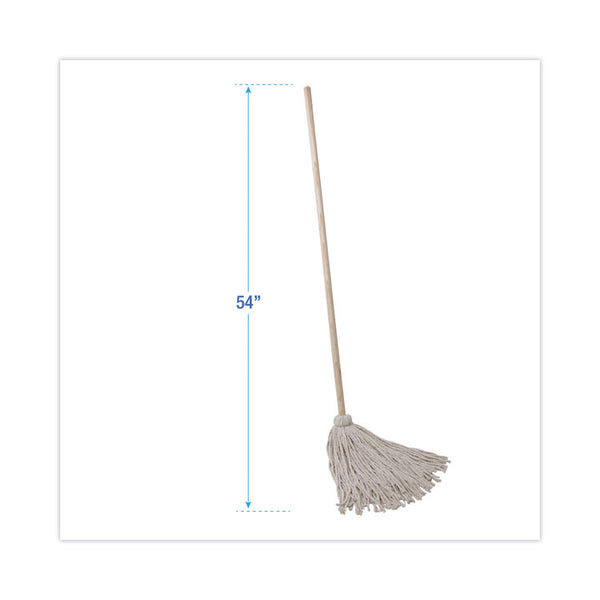 Boardwalk® Handle/Deck Mops, #24 White Cotton Head, 54" Natural Wood Handle, 6/Pack (BWK124C) Case of 6