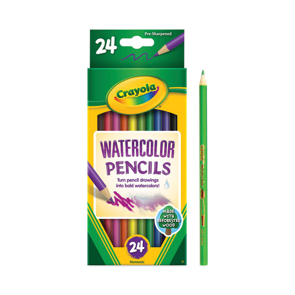 Crayola® Watercolor Pencil Set, 3.3 mm, 2B, Assorted Lead and Barrel Colors, 24/Pack (CYO684304)