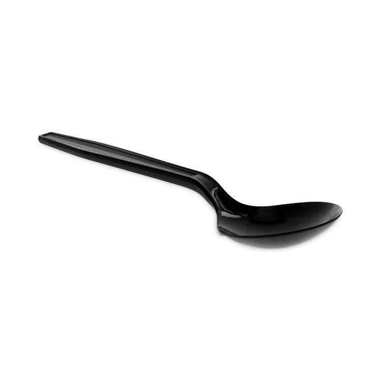 Pactiv Evergreen Meadoware Cutlery, Soup Spoon, Medium Heavy Weight, Black, 1,000/Carton (PCTYMWSSE)