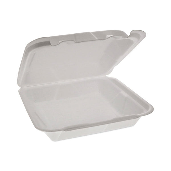 Pactiv Evergreen Foam Hinged Lid Container, Dual Tab Lock Happy Face, 8 x 7.75 x 2.25, White, 200/Carton (PCTYHD18SS00200) Case of 200