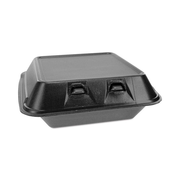 Pactiv Evergreen SmartLock Foam Hinged Lid Container, Medium, 8 x 8.5 x 3, Black, 150/Carton (PCTYHLB08010000) Case of 150