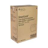Pactiv Evergreen SmartLock Foam Hinged Lid Container, Medium, 8 x 8 x 3, White, 150/Carton (PCTYHLW08010000) Case of 150