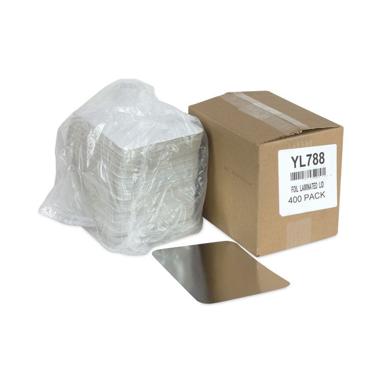 Pactiv Evergreen Aluminum Take-Out Container Lid, Loaf Pan Lid, 8.4 x 5.9, White/Aluminum, 400/Carton (PCTYL788)