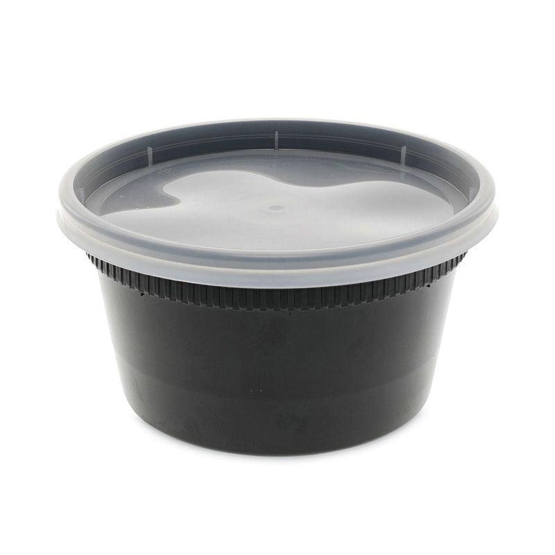 Pactiv Evergreen Newspring DELItainer Microwavable Container, 12 oz, 4.55" Diameter x 2.45"h, Black/Clear, 240/Carton (PCTYL2512B) Case of 240