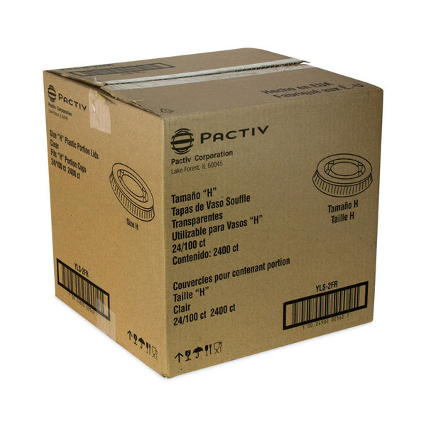 Pactiv Evergreen Plastic Portion Cup Lid, Fits 1.5 oz to 2.5 oz Cups, Clear, 100/Pack, 24 Packs/Carton (PCTYLS2FR) Case of 2400
