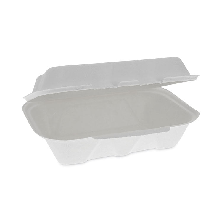 Pactiv Evergreen EarthChoice Bagasse Hinged Lid Container, Dual Tab Lock, 9.1 x 6.1 x 3.3, Natural, Sugarcane, 150/Carton (PCTYMCH00890001) Case of 150