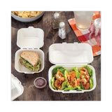 Pactiv Evergreen EarthChoice Bagasse Hinged Lid Container, Dual Tab Lock, 9.1 x 6.1 x 3.3, Natural, Sugarcane, 150/Carton (PCTYMCH00890001) Case of 150