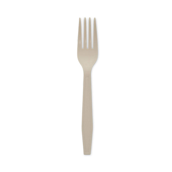 Pactiv Evergreen EarthChoice PSM Cutlery, Heavyweight, Fork, 6.88", Tan, 1,000/Carton (PCTYPSMFTEC)