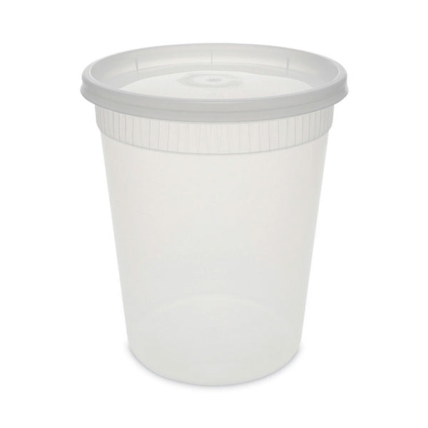 Pactiv Evergreen Newspring DELItainer Microwavable Container, 32 oz, 4 .55 Diameter x 5.55 h, Clear, Plastic, 240/Carton (PCTYSD2532) 240 containers and 240 lids