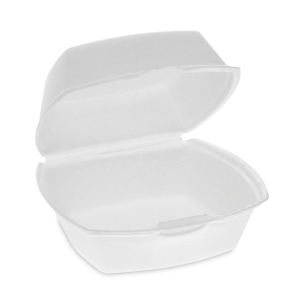 Pactiv Evergreen Foam Hinged Lid Container, Single Tab Lock, 5.13 x 5.13 x 2.5, White, 500/Carton (PCTYTH100790000) Case of 500