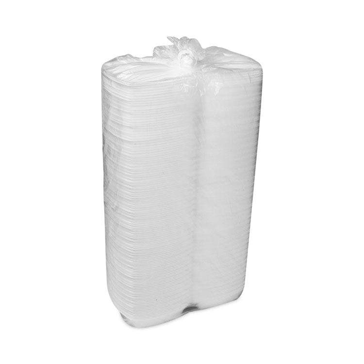 Pactiv Evergreen Foam Hinged Lid Container, Single Tab Lock, 6.38 x 6.38 x 3, White, 500/Carton (PCTYTH100800000) Case of 500