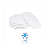 Boardwalk® Polishing Floor Pads, 24" Diameter, White, 5/Carton (BWK4024WHI)