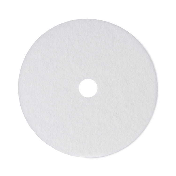 Boardwalk® Polishing Floor Pads, 21" Diameter, White, 5/Carton (BWK4021WHI)