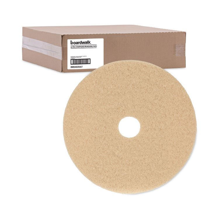 Boardwalk® Burnishing Floor Pads, 20" Diameter, Tan, 5/Carton (BWK4020ULT)