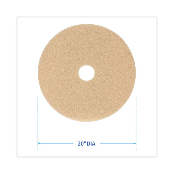 Boardwalk® Burnishing Floor Pads, 20" Diameter, Tan, 5/Carton (BWK4020ULT)