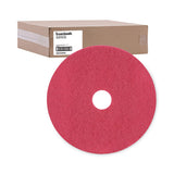 Boardwalk® Buffing Floor Pads, 20" Diameter, Red, 5/Carton (BWK4020RED)