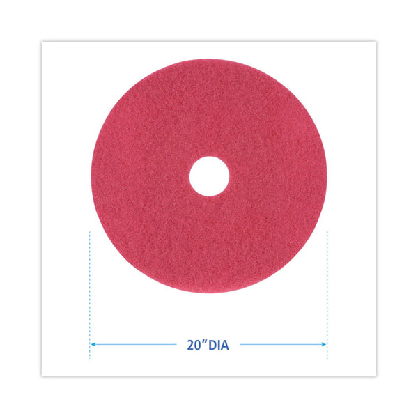 Boardwalk® Buffing Floor Pads, 20" Diameter, Red, 5/Carton (BWK4020RED)