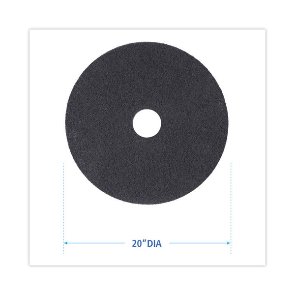 Boardwalk® High Performance Stripping Floor Pads, 20" Diameter, Black, 5/Carton (BWK4020HIP)