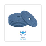 Boardwalk® Scrubbing Floor Pads, 20" Diameter, Blue, 5/Carton (BWK4020BLU)