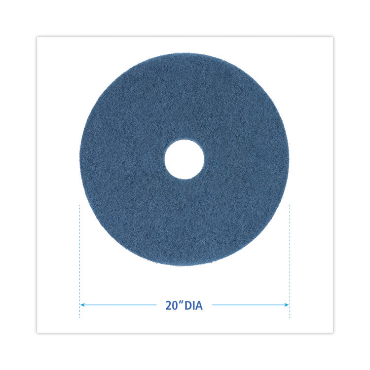 Boardwalk® Scrubbing Floor Pads, 20" Diameter, Blue, 5/Carton (BWK4020BLU)