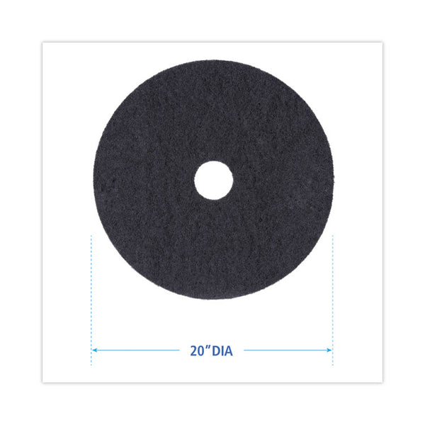 Boardwalk® Stripping Floor Pads, 20" Diameter, Black, 5/Carton (BWK4020BLA)