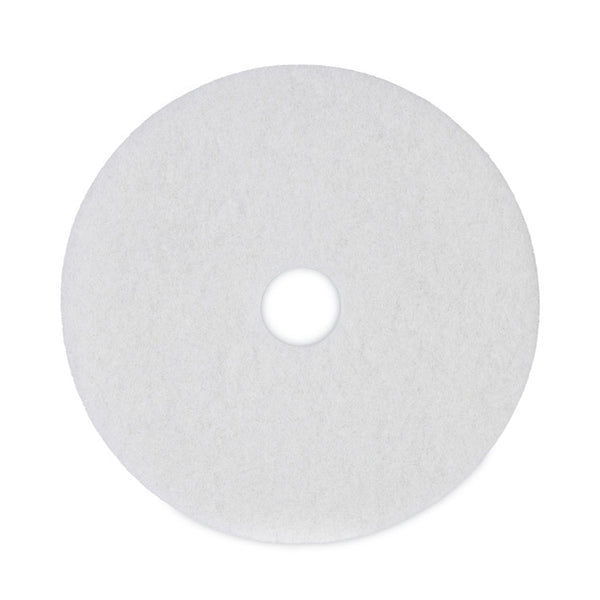 Boardwalk® Polishing Floor Pads, 19" Diameter, White, 5/Carton (BWK4019WHI)