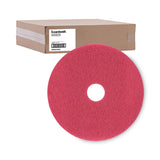 Boardwalk® Buffing Floor Pads, 19" Diameter, Red, 5/Carton (BWK4019RED)