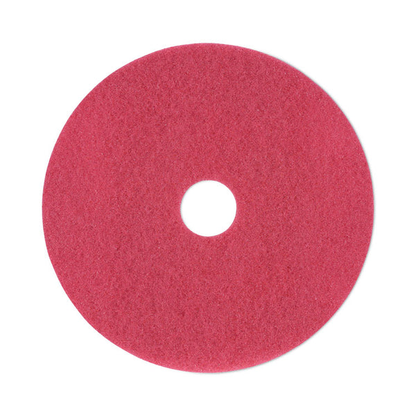 Boardwalk® Buffing Floor Pads, 19" Diameter, Red, 5/Carton (BWK4019RED)