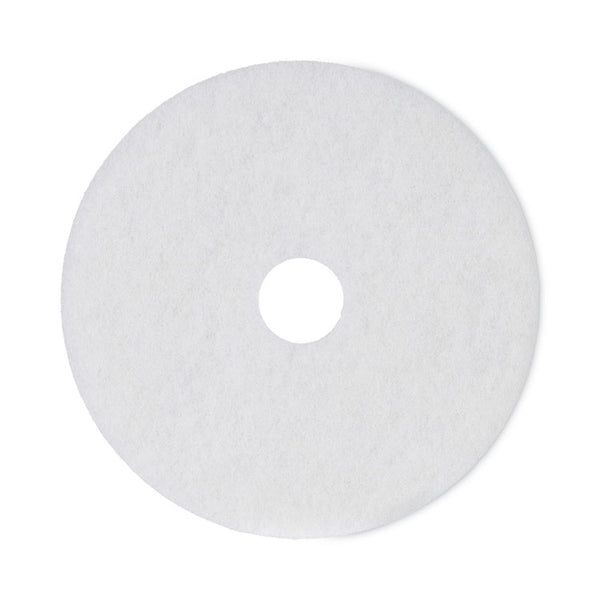 Boardwalk® Polishing Floor Pads, 18" Diameter, White, 5/Carton (BWK4018WHI)