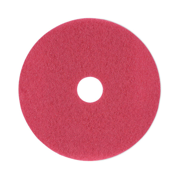 Boardwalk® Buffing Floor Pads, 18" Diameter, Red, 5/Carton (BWK4018RED)