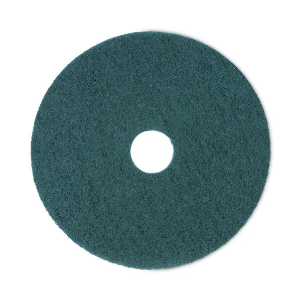 Boardwalk® Heavy-Duty Scrubbing Floor Pads, 18" Diameter, Green, 5/Carton (BWK4018GRE)