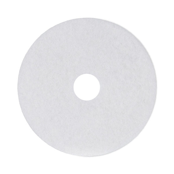 Boardwalk® Polishing Floor Pads, 17" Diameter, White, 5/Carton (BWK4017WHI)