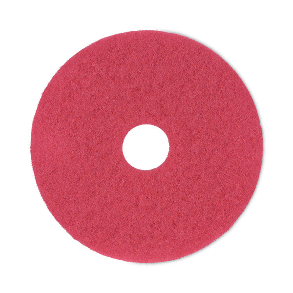 Boardwalk® Buffing Floor Pads, 17" Diameter, Red, 5/Carton (BWK4017RED)