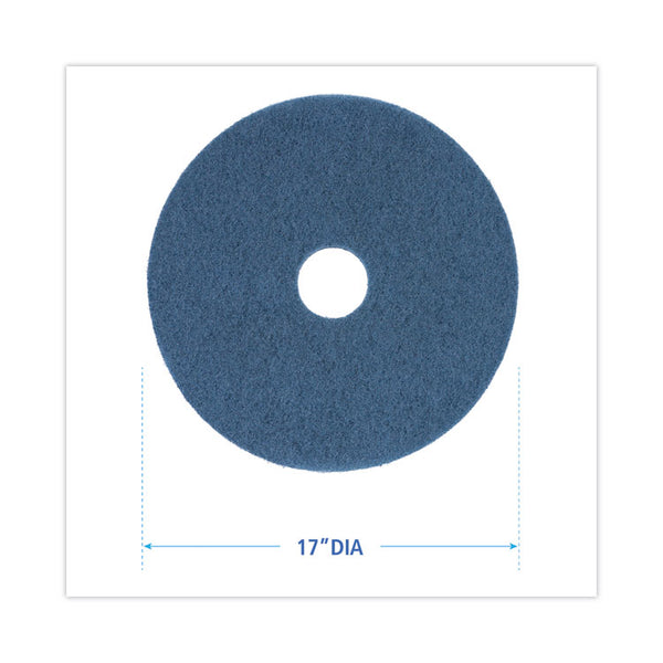 Boardwalk® Scrubbing Floor Pads, 17" Diameter, Blue, 5/Carton (BWK4017BLU)
