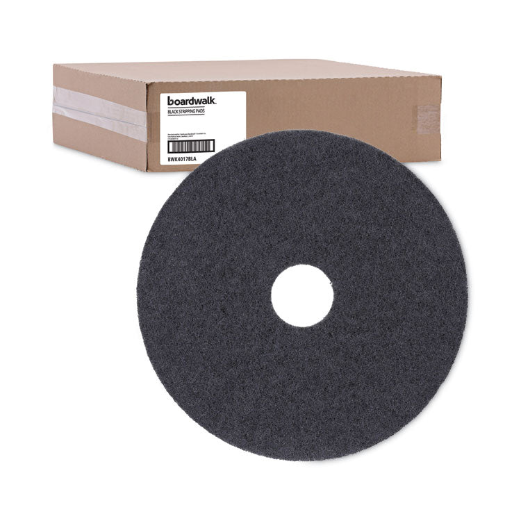 Boardwalk® Stripping Floor Pads, 17" Diameter, Black, 5/Carton (BWK4017BLA) Case of 5