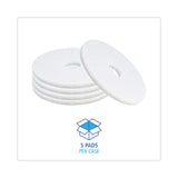 Boardwalk® Polishing Floor Pads, 16" Diameter, White, 5/Carton (BWK4016WHI)