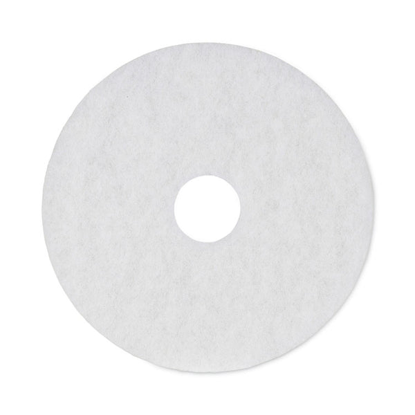 Boardwalk® Polishing Floor Pads, 16" Diameter, White, 5/Carton (BWK4016WHI)