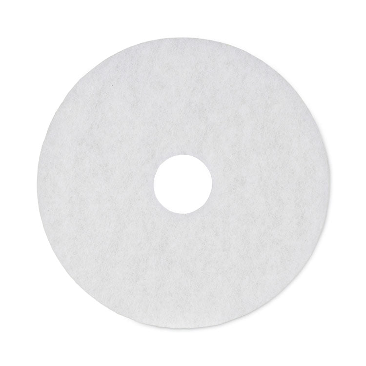 Boardwalk® Polishing Floor Pads, 16" Diameter, White, 5/Carton (BWK4016WHI)